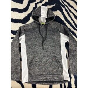 Mens Straight Faded Hoodie Hooded Sweatshirt Large L Marled Gray